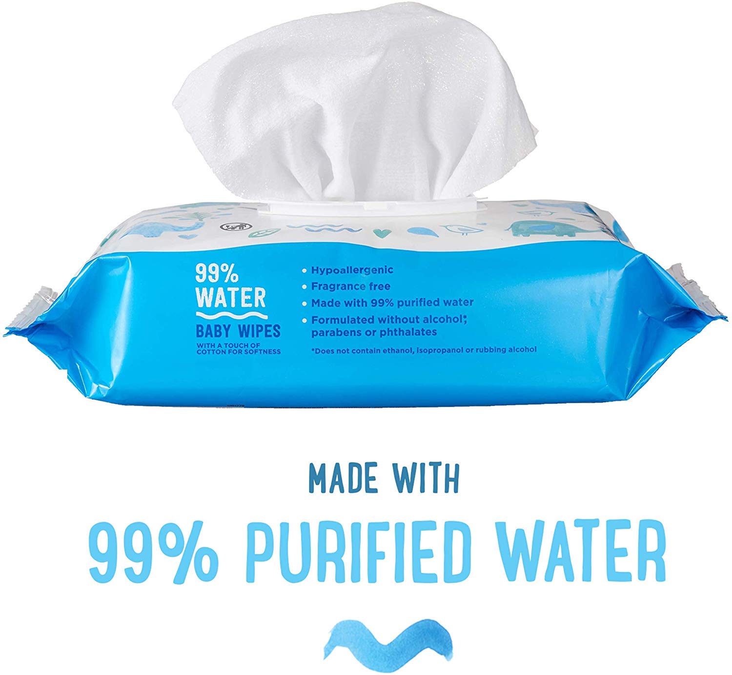 Brand - Mama Bear 99% Water Baby Wipes, Hypoallergenic, Fragrance Free,72 Count (Pack of 6) - Image 2